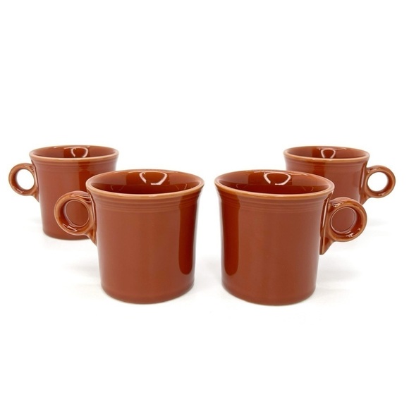 Fiestaware Set of 4 Paprika Coffee Mugs Ring Handle Fiesta Ware Cups Retired - Picture 1 of 6
